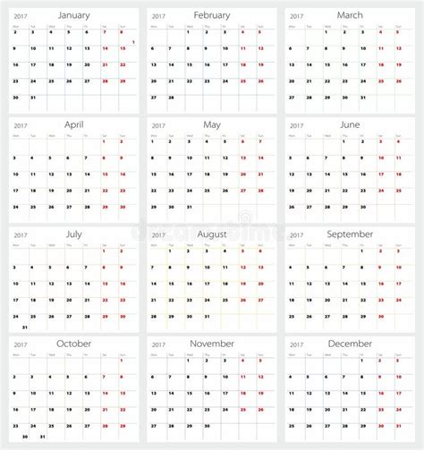 Calendario 2017 Illustrazione Vettoriale Illustrazione Di Calandri