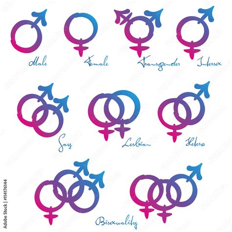 Lgbt Symbols Gender Identity And Sexual Orientation Male Female Transgender Intersex Gay