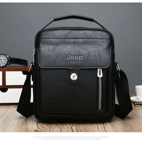 Jeep Men Leather Bag Briefcase Business Messenger Crossbody Shoulder