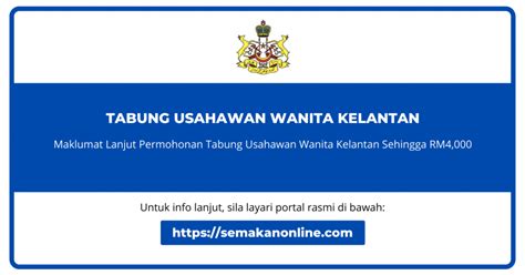 Permohonan Tabung Usahawan Wanita Kelantan Sehingga Rm4000