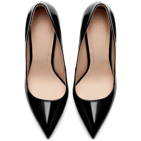 Zara Synthetic Patent Leather High Heel Court Shoe Polyvore