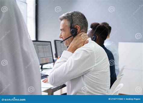 Businessman Suffering From Neck Pain Stock Photo Image Of Contact