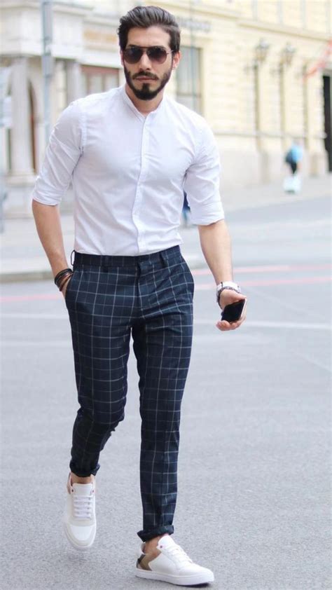 Dark Blue And Navy Formal Trouser Plaid Pants Fashion Ideas With White