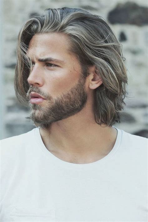 Blonde Hair And Beard White T Shirt Hairstyles For Men Medium Length Frisuren Lange Haare