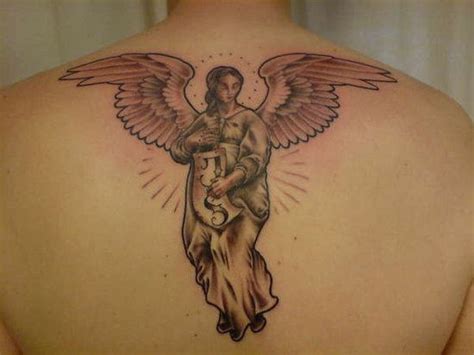 48 Wonderful Angel Tattoos On Upper Back