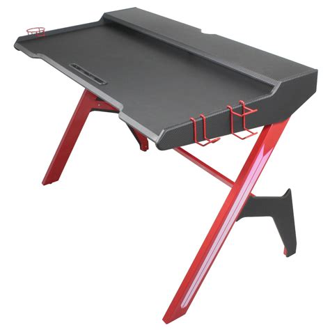 Black And Red Gaming Desk With 2 Tiers Denver Furniture123