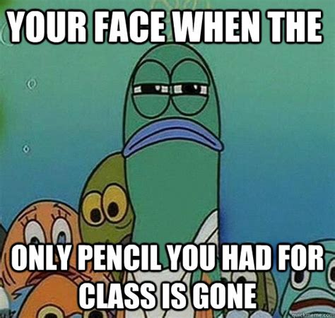 Your Face When The Only Pencil You Had For Class Is Gone Serious Fish