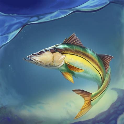 Snook Common Fish Mounts On Water Stock Illustration Illustration Of