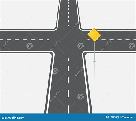 Crossroads View Flat Intersection Vector Illustration Crossroad