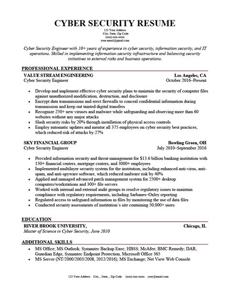 A cyber security resume sample better than most. Cyber Security Resume (Example & Writing Tips)