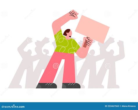 Women With A Placard At A Protest Feminism Stock Vector