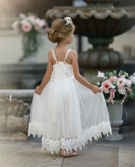 Flower Girl Dress Boho Flower Girl Dress Rustic Ivory Flower Etsy Wedding Flower Girl
