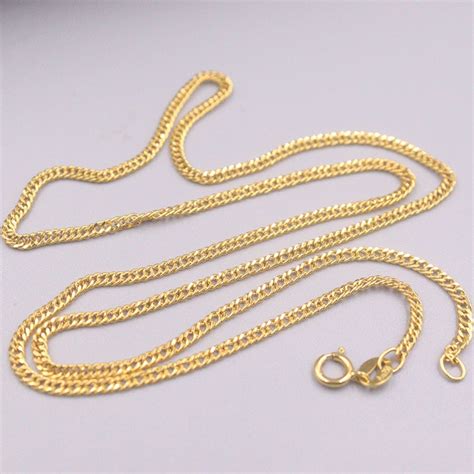 Solid 18k Yellow Gold Curb Chain Necklace 18″l 18mmw
