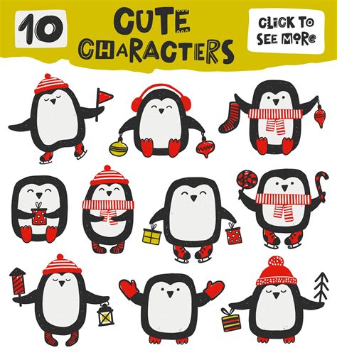 Cute Penguins ~ Illustrations ~ Creative Market Penguin Illustration