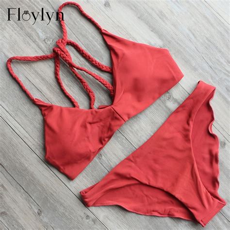 Floylyn Sexy Push Up Bikini Swimsuit Ngau Tau Print Summer New 2017