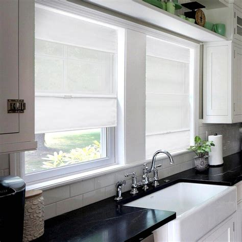 Magnetic Semi Sheer Roman Shade Kitchen Window Coverings Blinds For