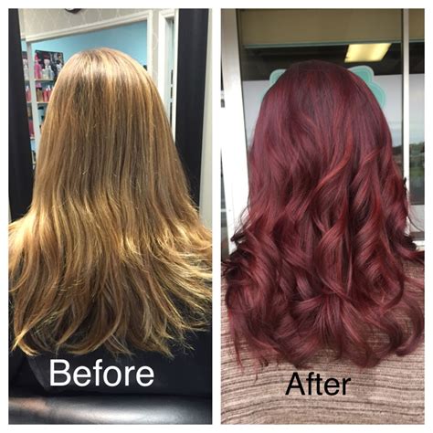 Does it make a difference if your hair is colored black versus naturally black? Before and after blonde to red hair. | Our stylist work in ...