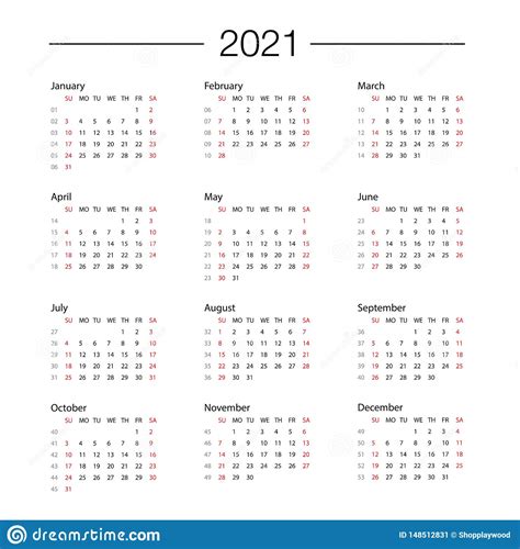 January is the first month of the year and is associated with winter in the northern hemisphere. Calendar 2021 Year Template Day Planner In This Minimalist Stock Vector - Illustration of june ...