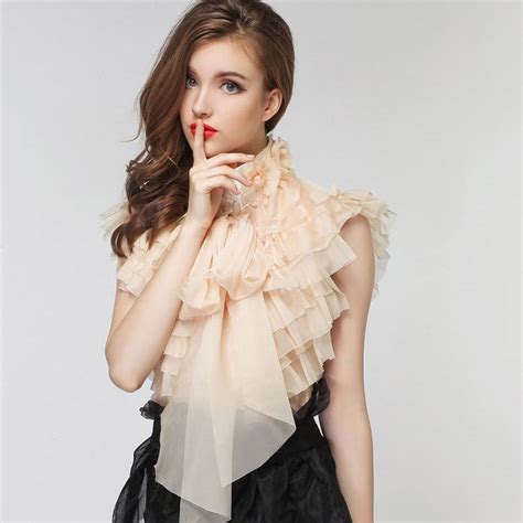 Great Sexy Elegant Evening Royal Vintage Ladies Bow Ruffles Rose Flower Collar Beige Yellow