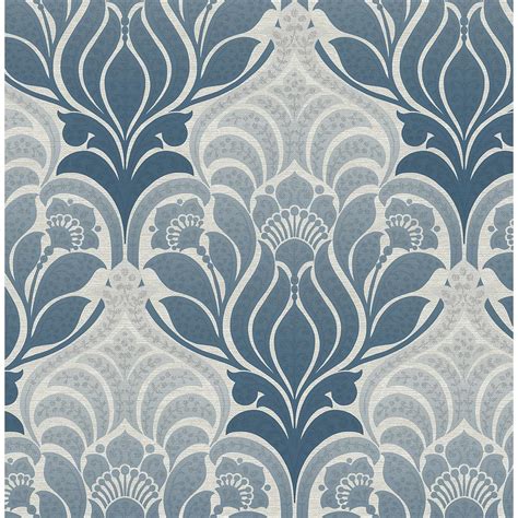 Kenneth James Twill Blue Damask Wallpaper 2671 22425 The