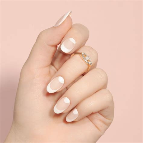 Wedding Ready White Half Moon Nails With French Tips