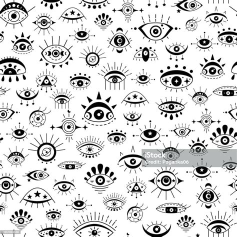 Seamless Pattern With Evil Eye Stock Illustration Download Image Now