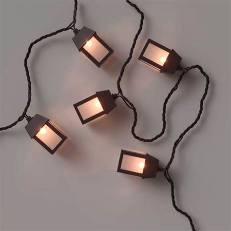 Threshold Incandescent Metal Outdoor Lantern String Lights Black 10ct