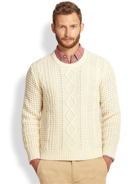 From chunky fisherman sweaters to aran knit sweaters, in a variety with styles, shop for the latest range from asos. Gant Rugger Lambswool Cable Knit Sweater in Natural for ...