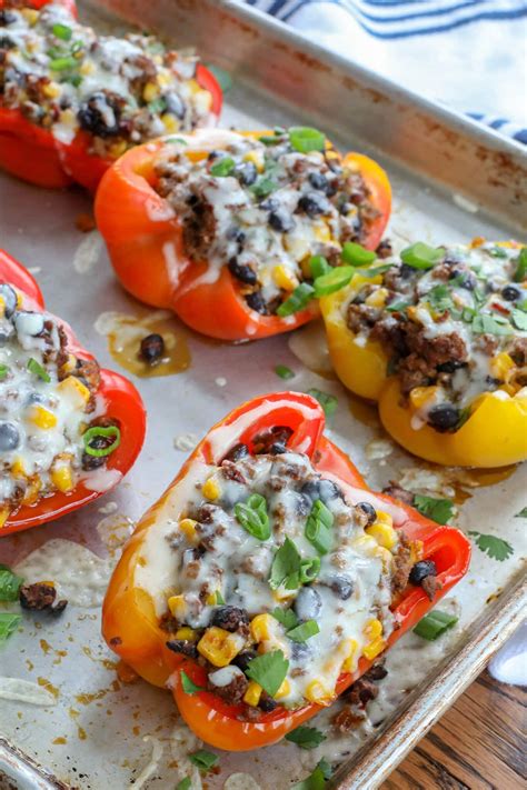 Spicy Mexican Stuffed Bell Peppers Barefeet In The Kitchen