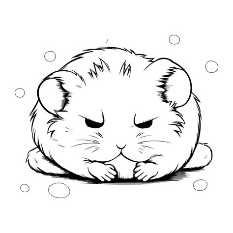Premium Vector Hamster Cute Cartoon Hamster Black And White Vector Illustration