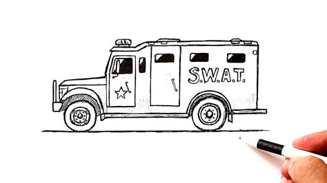 How To Draw Swat Police Truck Car Drawing Youtube