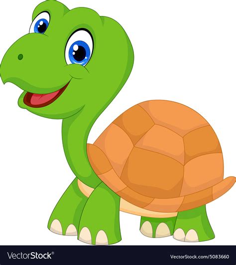 Cute Cartoon Green Turtle Vector By Tigatelu Image 5083660 Vectorstock