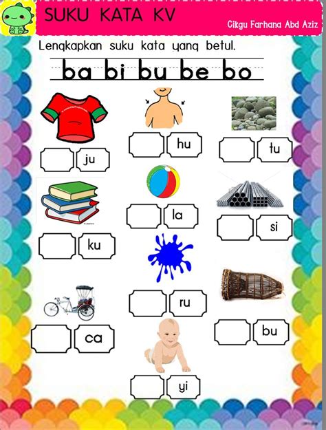 Carta Suku Kata Kv Letter Worksheets Worksheets Free Preschool Images