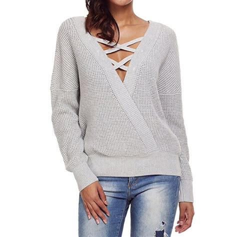2018 Fashion Sexy Sweater Women Sweater Pullovers Female V Neck Knitted Sweater Bandage Cross