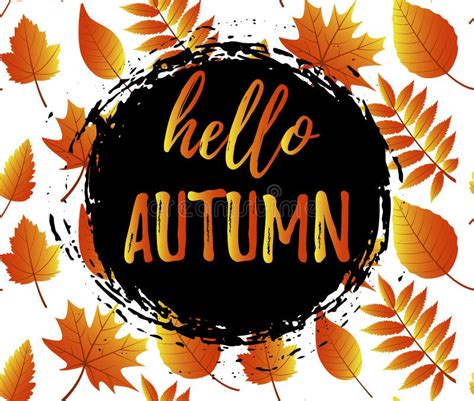 Autumn Design With Leaves Simple Background Autumn Sale Text Stock