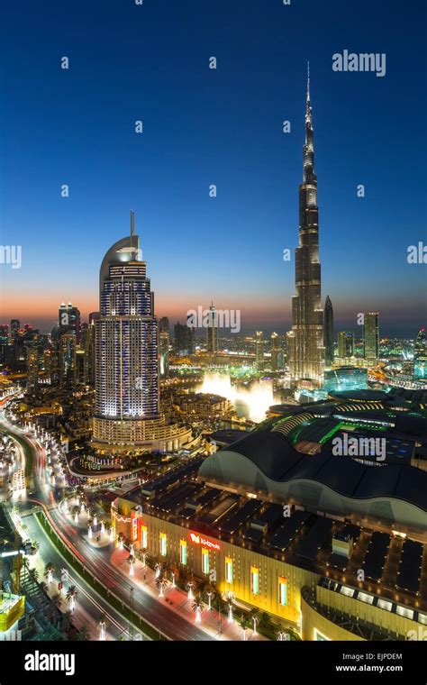 United Arab Emirates Dubai The Burj Khalifa Elevated View Over The