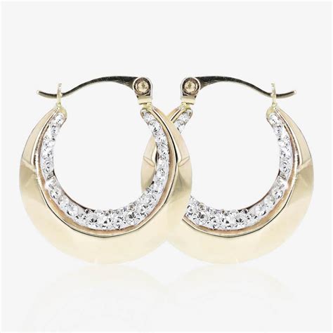 9ct Gold Crystal Creole Earrings At Warren James