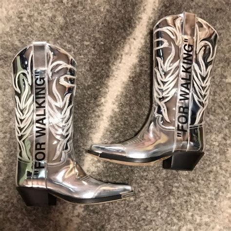 Off White Shoes Offwhite Co Virgil Abloh Silver Cowboy Boots Poshmark