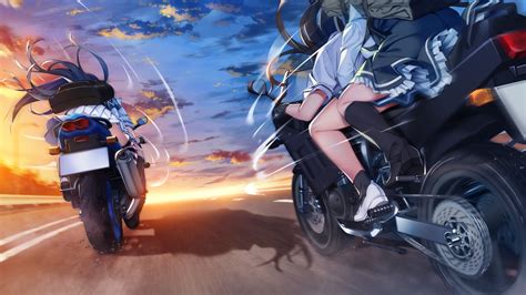 Images Grisaia Phantom Trigger Anime Motorcycle Young 2560x1440