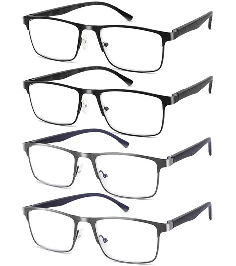 Dilly Vision 4-Pack Mens Reading Glasses Blue Light Blocking,Spring