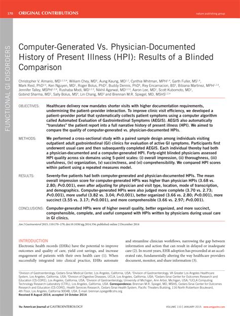 Pdf Computer Generated Vs Physician Documented History Of
