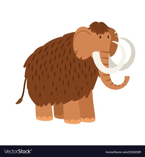 Cartoon Mammoth Isolated On White Background Vector Image