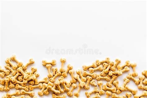 Dry Food For Dog Pattern On White Background Top View Mock Up Stock