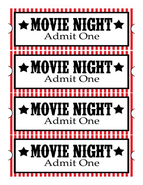 Blank Movie Ticket Printable Movie Ticket Template