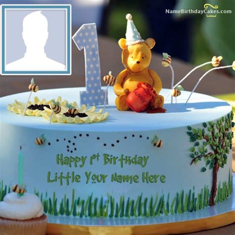 Celebrate your baby boy's 1st birthday in style with our 1 no customized birthday cake. Online Happy 1st Birthday Cake With Name