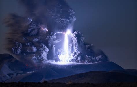 Lightning Strike At Ebeko Volcano Eruption Captured In Stunning Detail