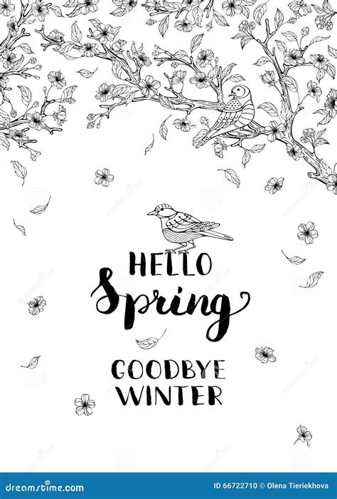 Hello Spring Goodbye Winter Stock Vector Image 66722710