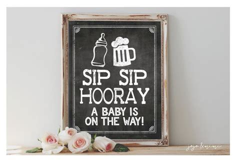 Instant Sip Sip Hooray A Baby Is On The Way Printable Sign