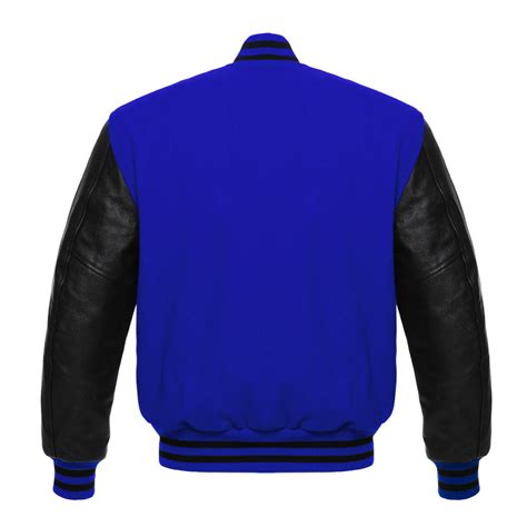 Letterman Varsity Jacket Wool And Real Leather Royal Blueblack Skaf Impex