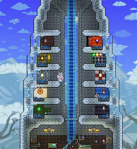 This room can also double as an npc house (the bed counts as a comfort item). Fishing! | Terraria house ideas, Terraria house design ...